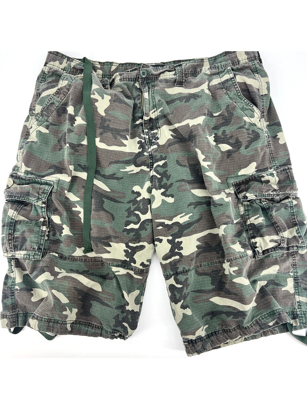 LA GATE Collection U.S.A. Green Camo Cargo Shorts 100% Cotton Adjustable Size 48